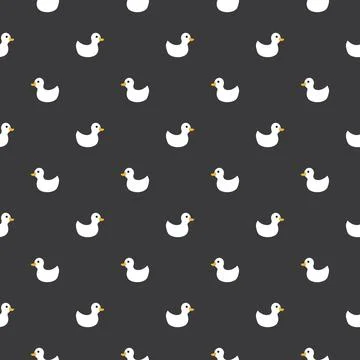 Cute rubber duck Seamless Pattern, Cartoon ducks Background vector Illustration. Stock Illustration
