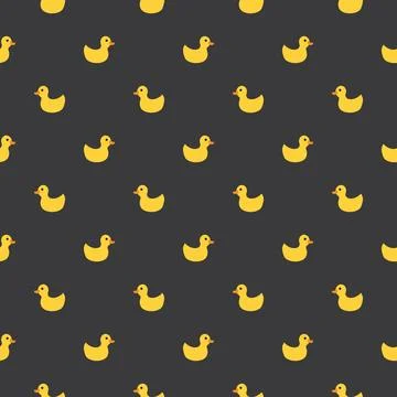 Cute rubber duck Seamless Pattern, Cartoon ducks Background vector Illustration. Stock Illustration