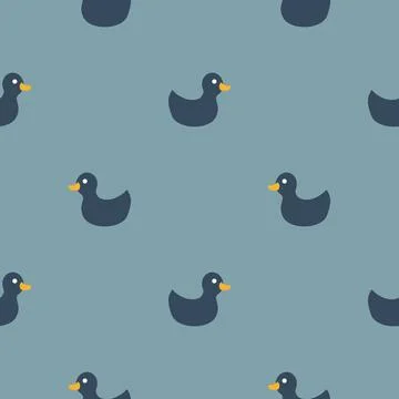 Cute rubber duck Seamless Pattern, Cartoon ducks Background vector Illustration. Stock Illustration
