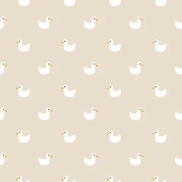 Cute rubber duck Seamless Pattern, Cartoon ducks Background vector Illustration. Stock Illustration