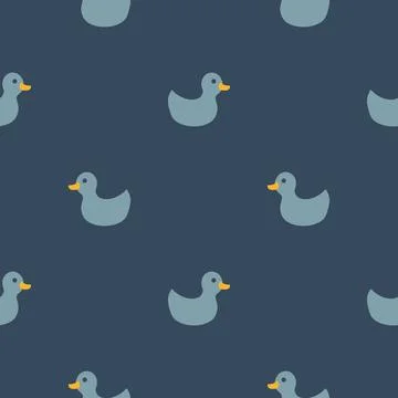 Cute rubber duck Seamless Pattern, Cartoon ducks Background vector Illustration. Stock Illustration