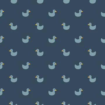 Cute rubber duck Seamless Pattern, Cartoon ducks Background vector Illustration. Stock Illustration