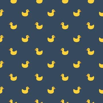 Cute rubber duck Seamless Pattern, Cartoon ducks Background vector Illustration. Stock Illustration