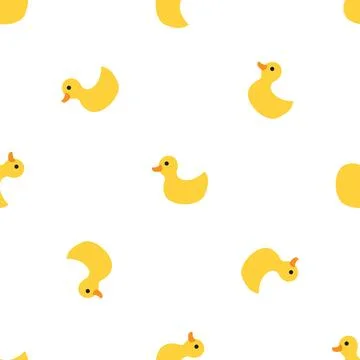 Cute rubber duck Seamless Pattern, Cartoon ducks Background vector Illustration. Stock Illustration