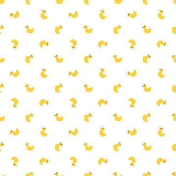 Cute rubber duck Seamless Pattern, Cartoon ducks Background vector Illustration. Stock Illustration