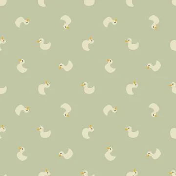 Cute rubber duck Seamless Pattern, Cartoon ducks Background vector Illustration. Stock Illustration