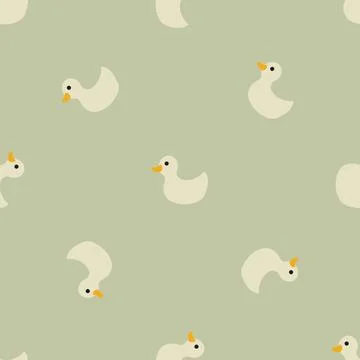 Cute rubber duck Seamless Pattern, Cartoon ducks Background vector Illustration. Stock Illustration