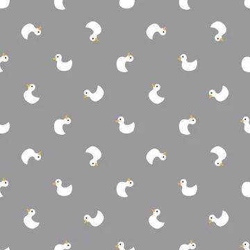 Cute rubber duck Seamless Pattern, Cartoon ducks Background vector Illustration. Stock Illustration