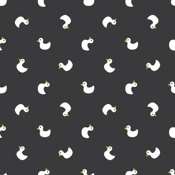 Cute rubber duck Seamless Pattern, Cartoon ducks Background vector Illustration. Stock Illustration