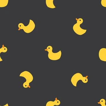 Cute rubber duck Seamless Pattern, Cartoon ducks Background vector Illustration. Stock Illustration