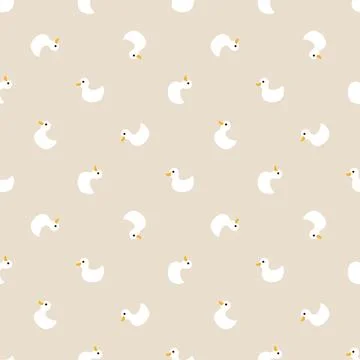 Cute rubber duck Seamless Pattern, Cartoon ducks Background vector Illustration. Stock Illustration