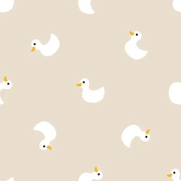 Cute rubber duck Seamless Pattern, Cartoon ducks Background vector Illustration. Stock Illustration