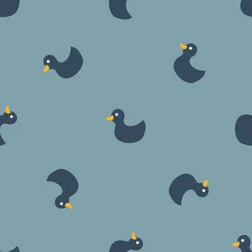 Cute rubber duck Seamless Pattern, Cartoon ducks Background vector Illustration. Stock Illustration