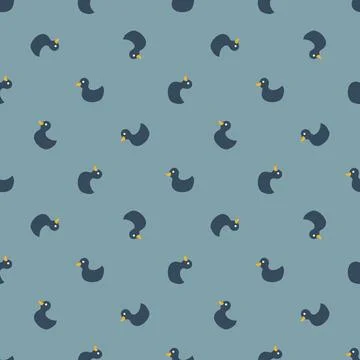 Cute rubber duck Seamless Pattern, Cartoon ducks Background vector Illustration. Stock Illustration