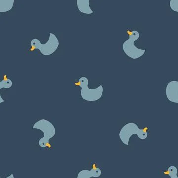 Cute rubber duck Seamless Pattern, Cartoon ducks Background vector Illustration. Stock Illustration