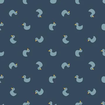 Cute rubber duck Seamless Pattern, Cartoon ducks Background vector Illustration. Stock Illustration
