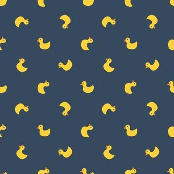 Cute rubber duck Seamless Pattern, Cartoon ducks Background vector Illustration. Stock Illustration