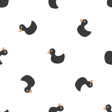 Cute rubber duck Seamless Pattern, Cartoon ducks Background vector Illustration. Stock Illustration