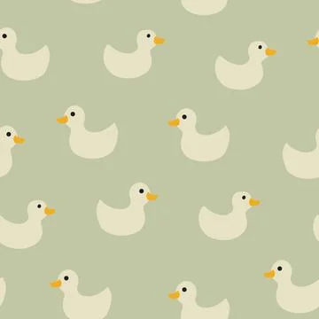 Cute rubber duck Seamless Pattern, Cartoon ducks Background vector Illustration. Stock Illustration