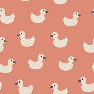 Cute rubber duck Seamless Pattern, Cartoon ducks Background vector Illustration. Illustrazione stock