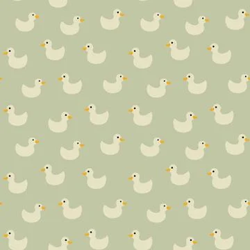Cute rubber duck Seamless Pattern, Cartoon ducks Background vector Illustration. Stock Illustration