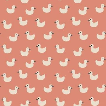 Cute rubber duck Seamless Pattern, Cartoon ducks Background vector Illustration. Stock Illustration