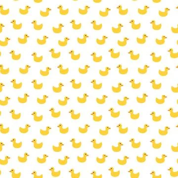 Cute rubber duck Seamless Pattern, Cartoon ducks Background vector Illustration. Stock Illustration