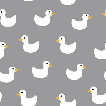 Cute rubber duck Seamless Pattern, Cartoon ducks Background vector Illustration. Stock Illustration