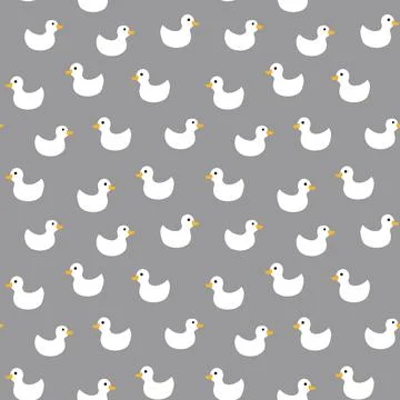 Cute rubber duck Seamless Pattern, Cartoon ducks Background vector Illustration. Stock Illustration