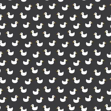 Cute rubber duck Seamless Pattern, Cartoon ducks Background vector Illustration. Stock Illustration