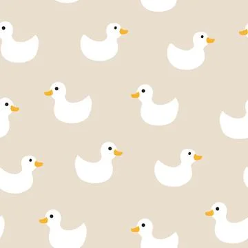 Cute rubber duck Seamless Pattern, Cartoon ducks Background vector Illustration. Stock Illustration