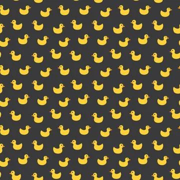 Cute rubber duck Seamless Pattern, Cartoon ducks Background vector Illustration. Stock Illustration