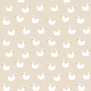 Cute rubber duck Seamless Pattern, Cartoon ducks Background vector Illustration. Stock Illustration