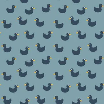 Cute rubber duck Seamless Pattern, Cartoon ducks Background vector Illustration. Stock Illustration