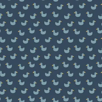 Cute rubber duck Seamless Pattern, Cartoon ducks Background vector Illustration. Stock Illustration