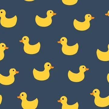 Cute rubber duck Seamless Pattern, Cartoon ducks Background vector Illustration. Stock Illustration