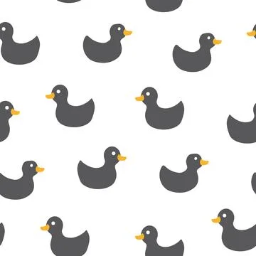 Cute rubber duck Seamless Pattern, Cartoon ducks Background vector Illustration. Stock Illustration
