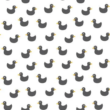 Cute rubber duck Seamless Pattern, Cartoon ducks Background vector Illustration. Stock Illustration