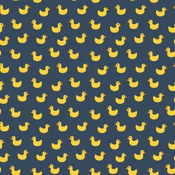 Cute rubber duck Seamless Pattern, Cartoon ducks Background vector Illustration. Stock Illustration