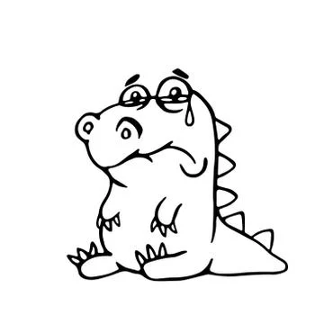 Cute sad dragon. vector illustration Stock Illustration