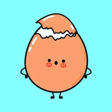 Cute sad egg character. Vector hand drawn cartoon kawaii illustration icon. I Stock Illustration