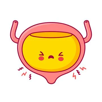 Cute sad funny human bladder organ character. Vector flat line cartoon kawaii Stock Illustration