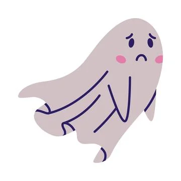 Cute Sad Ghost Character as Flying Poltergeist Creature Vector Illustration Stock Illustration