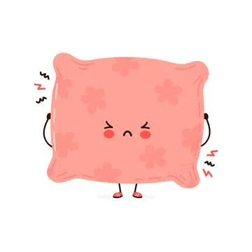 Cute sad Pillow character. Vector hand drawn cartoon kawaii character Stock Illustration