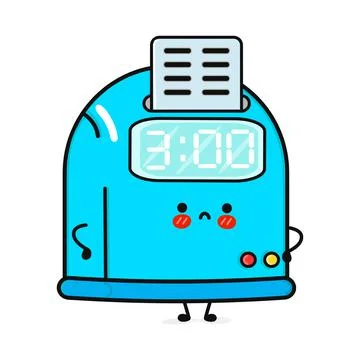 Cute sad punch clock character. Vector hand drawn cartoon kawaii character il Stockillustratie
