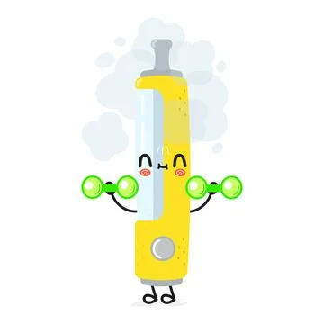 Cute sad vape character. Vector hand drawn cartoon kawaii character illustrat Stock Illustration