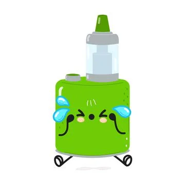Cute sad vape character. Vector hand drawn cartoon kawaii character illustrat Illustrazione stock
