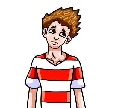 Cute Sad Young Man Stock Illustration
