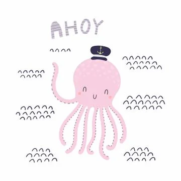 Cute sailor octopus Stock Illustration