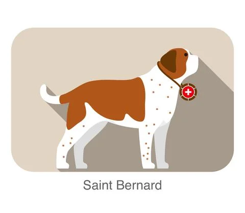 Cute Saint Bernard dog flat icon, vector illustration Stock Illustration